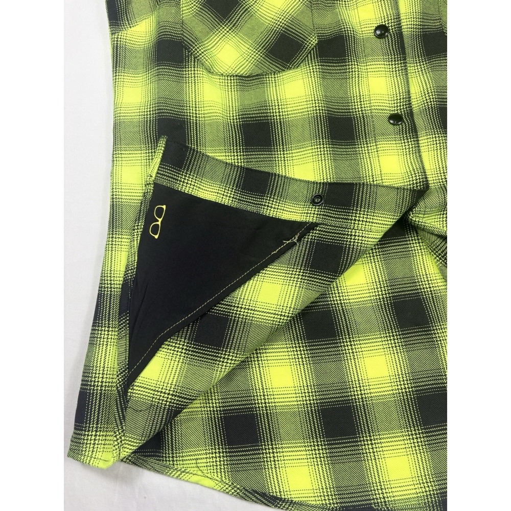Dixxon Long Sleeve Flannel Button- Up The Lizard Womens Medium Green Black Plaid - Picture 9 of 16